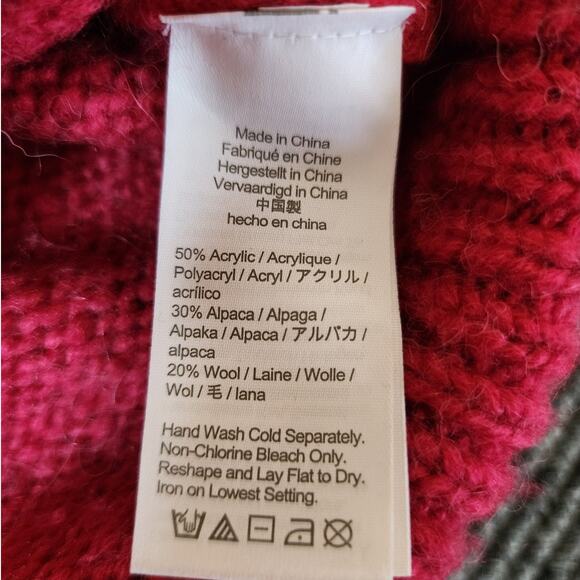J. Crew Alpaca Wool Blend Sweater Button Shoulder Crewneck Raspberry Size Large - Picture 4 of 8